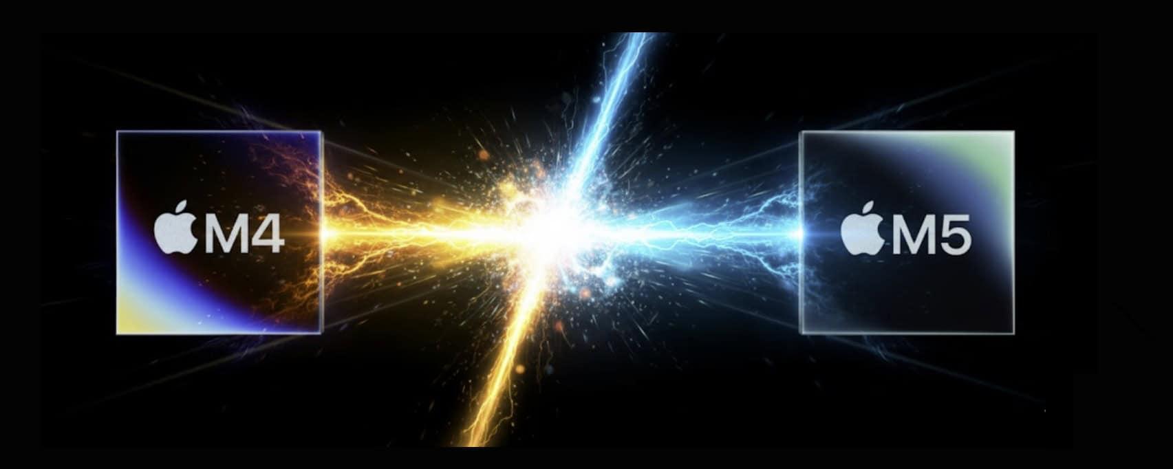 Comparison of Apple M4 and M5 chip architectures showing GPU and Neural Engine improvements