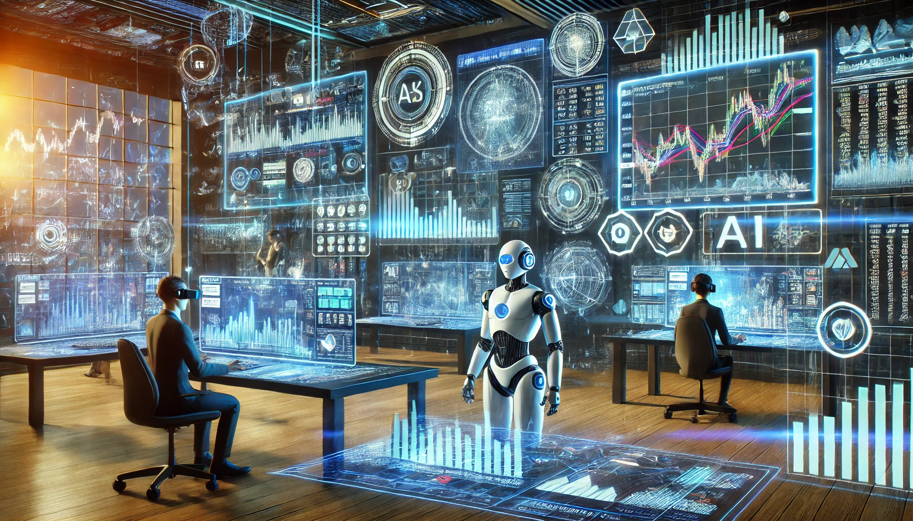 futuristic concept of digital trading technology and AI integration