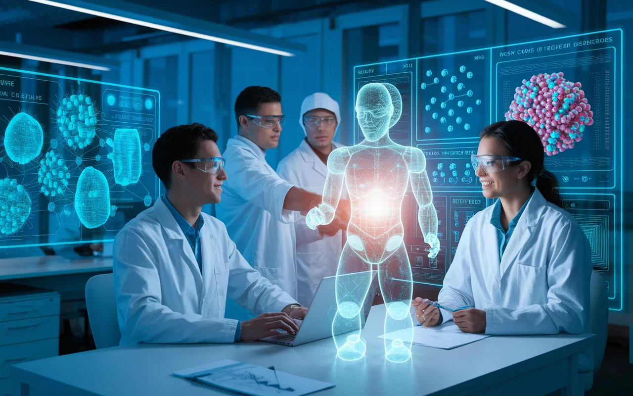 collaboration between medical scientists and an AI system in a diagnostic laboratory