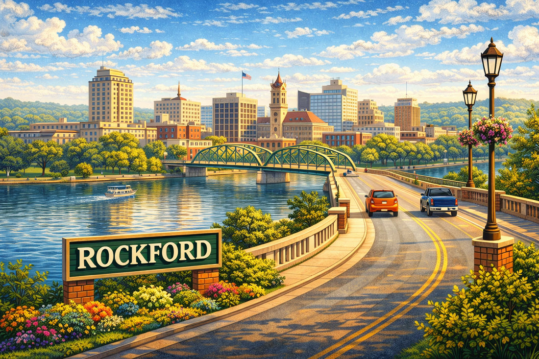 Downtown Rockford, Illinois, one of the cheapest cities to live in the U.S.