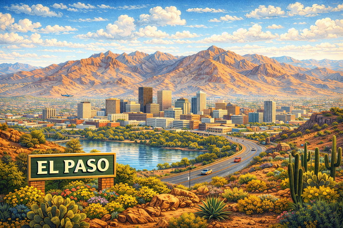 El Paso, Texas skyline showing affordable large-city living
